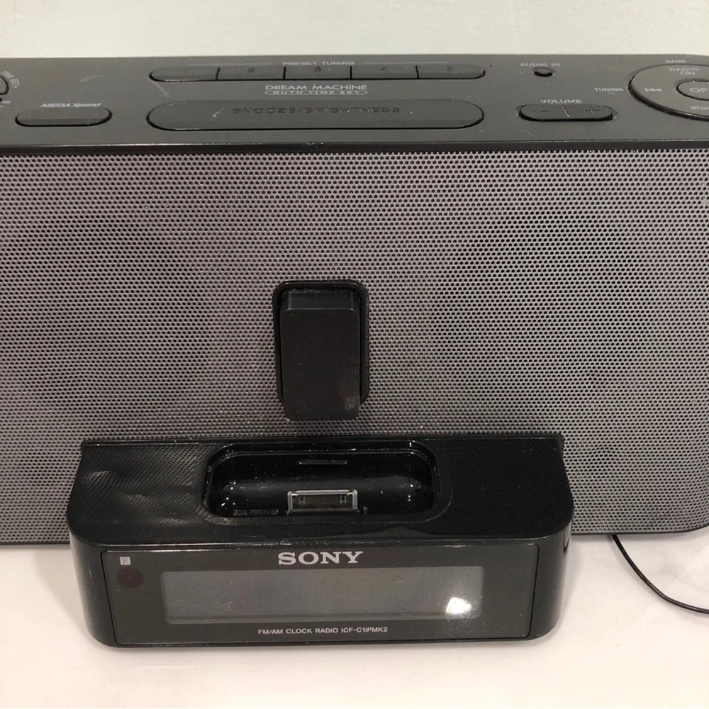 Sony Gray Portable Docking Speaker with Clock Radio
